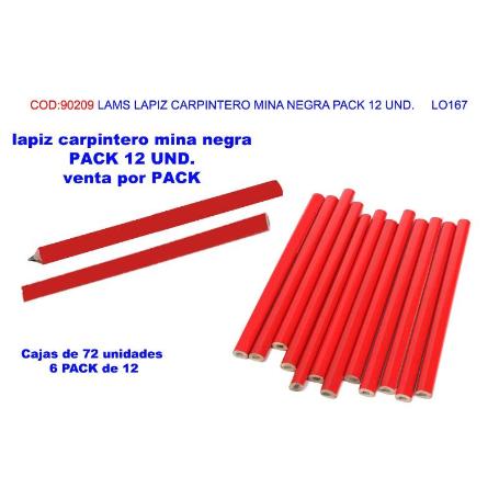 LAMS LAPIZ CARPINTERO MINA NEGRA PACK 12 UND.     LO167